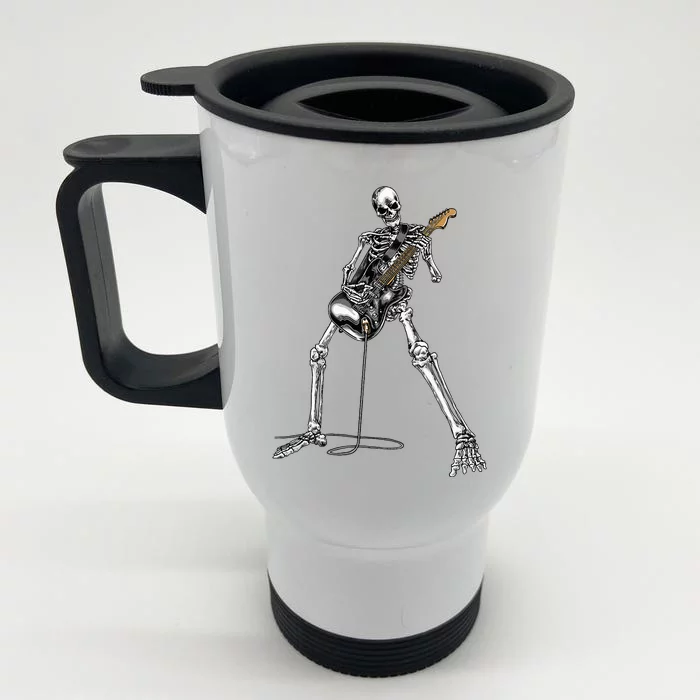 Band Rock And Roll Guitar For Men Band Tee Front & Back Stainless Steel Travel Mug