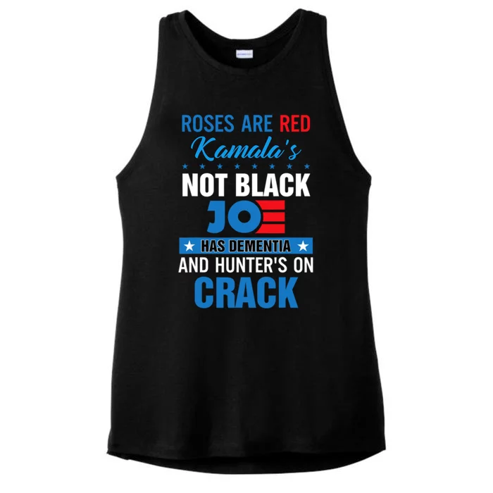 Biden Roses Are Red Kamalas Not Black Joe Ladies Tri-Blend Wicking Tank