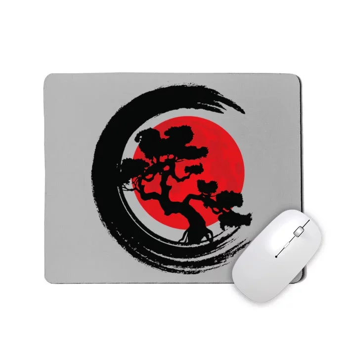 Bonsai Retro Aesthetics Enso Circle Vintage Bonsai Tree Mousepad