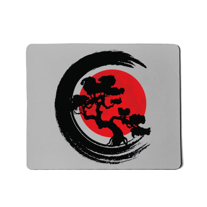 Bonsai Retro Aesthetics Enso Circle Vintage Bonsai Tree Mousepad