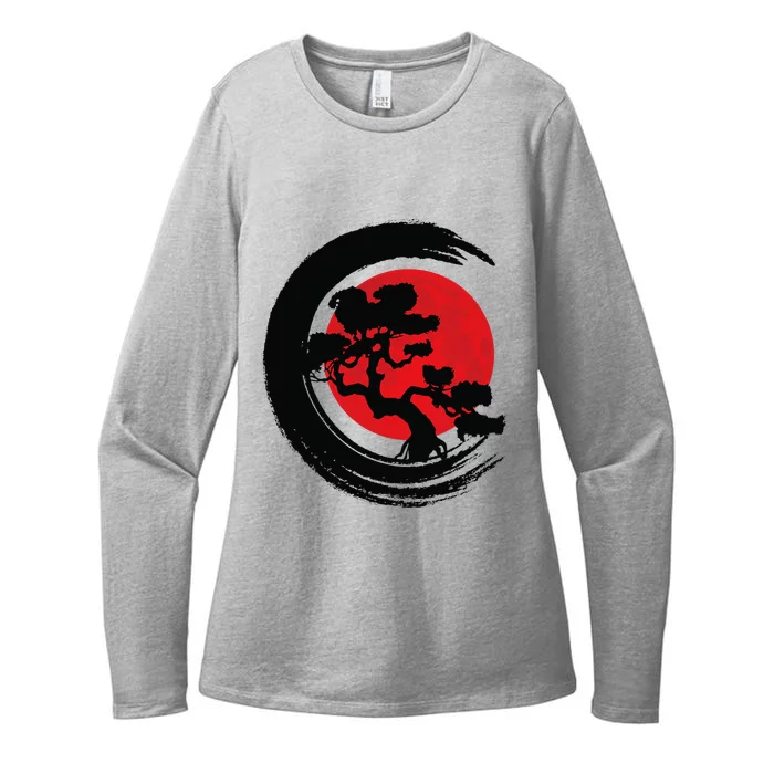 Bonsai Retro Aesthetics Enso Circle Vintage Bonsai Tree Womens CVC Long Sleeve Shirt