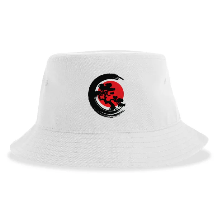 Bonsai Retro Aesthetics Enso Circle Vintage Bonsai Tree Sustainable Bucket Hat