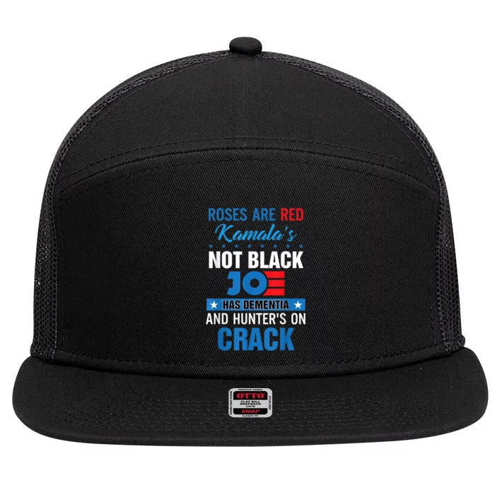 Biden Roses Are Red Kamala Not Black Joe 7 Panel Mesh Trucker Snapback Hat