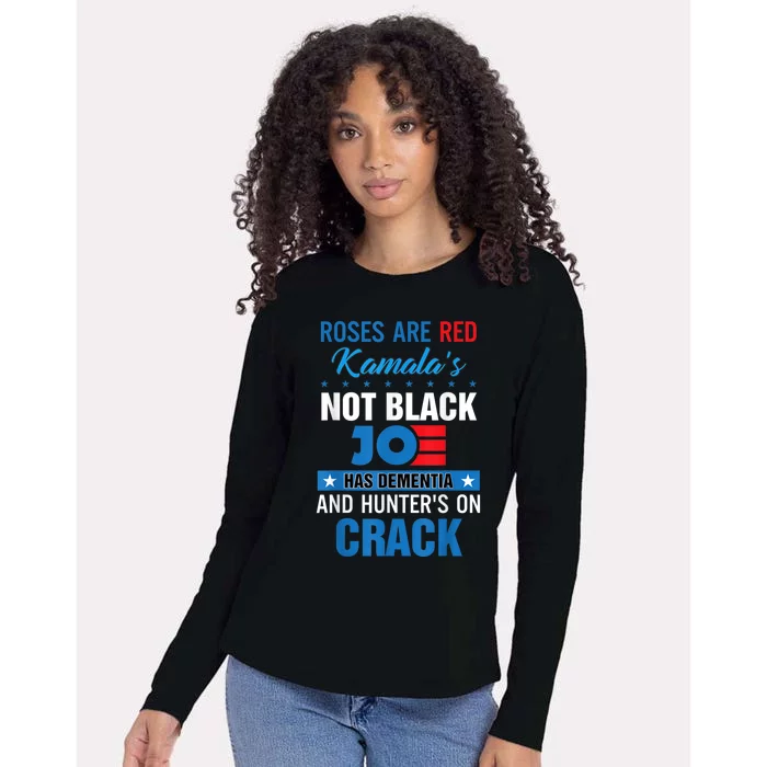 Biden Roses Are Red Kamala Not Black Joe Womens Cotton Relaxed Long Sleeve T-Shirt