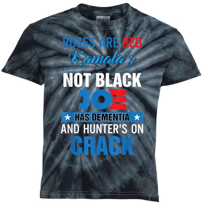 Biden Roses Are Red Kamala Not Black Joe Kids Tie-Dye T-Shirt