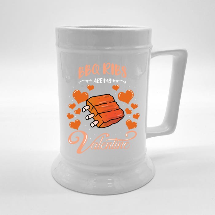 Bbq Ribs Are My Valentine Bbq Valentines Day Gift Front & Back Beer Stein