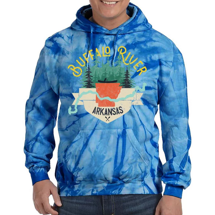 Buffalo River Arkansas National Park River Floating Kayak Tie Dye Hoodie