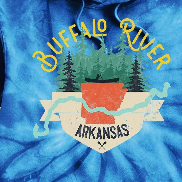 Buffalo River Arkansas National Park River Floating Kayak Tie Dye Hoodie