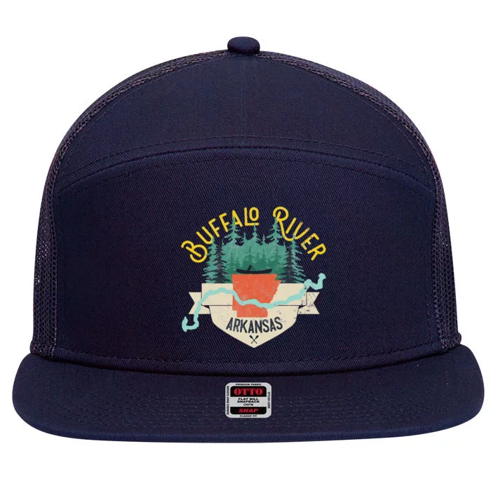 Buffalo River Arkansas National Park River Floating Kayak 7 Panel Mesh Trucker Snapback Hat