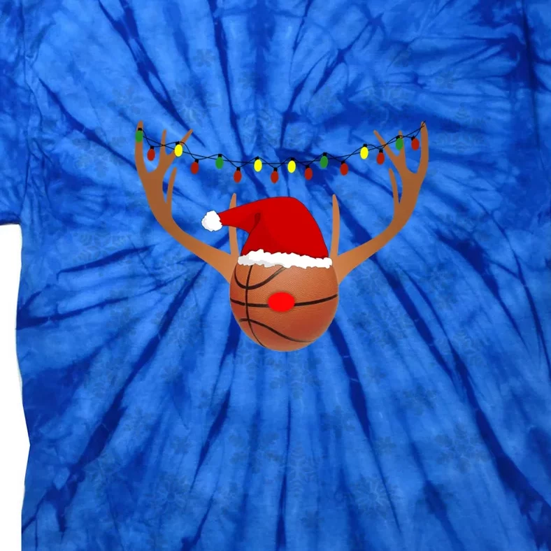 Basketball Reindeer Antlers Christmas Basketball Xmas Gift Tie-Dye T-Shirt