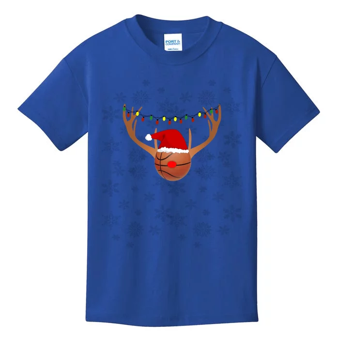 Basketball Reindeer Antlers Christmas Basketball Xmas Gift Kids T-Shirt