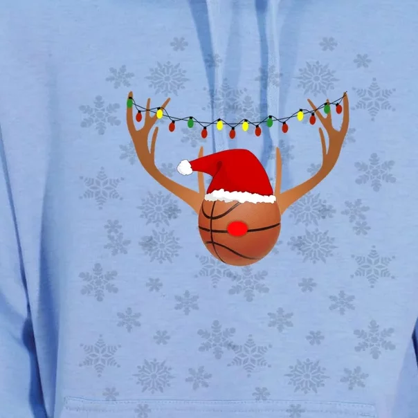 Basketball Reindeer Antlers Christmas Basketball Xmas Gift Unisex Surf Hoodie