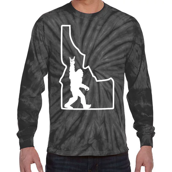 Bigfoot Rock And Roll Silhouette State Of Idaho Sasquatch Tie-Dye Long Sleeve Shirt