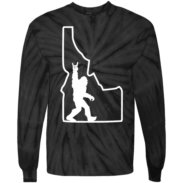 Bigfoot Rock And Roll Silhouette State Of Idaho Sasquatch Tie-Dye Long Sleeve Shirt