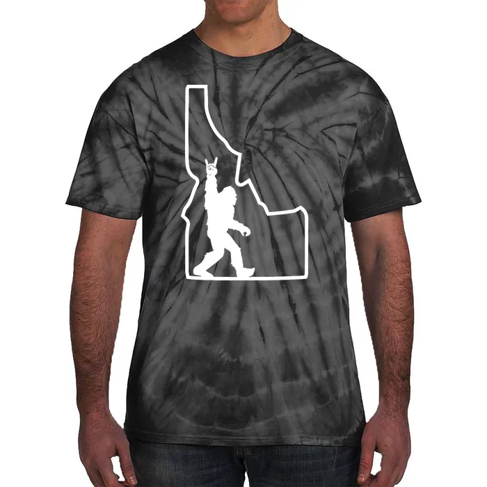 Bigfoot Rock And Roll Silhouette State Of Idaho Sasquatch Tie-Dye T-Shirt