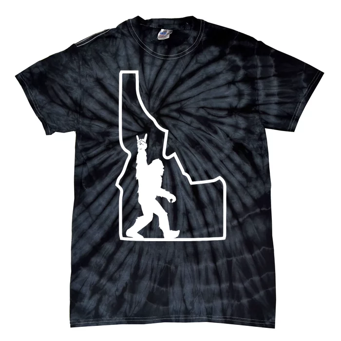 Bigfoot Rock And Roll Silhouette State Of Idaho Sasquatch Tie-Dye T-Shirt