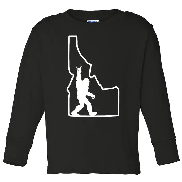 Bigfoot Rock And Roll Silhouette State Of Idaho Sasquatch Toddler Long Sleeve Shirt