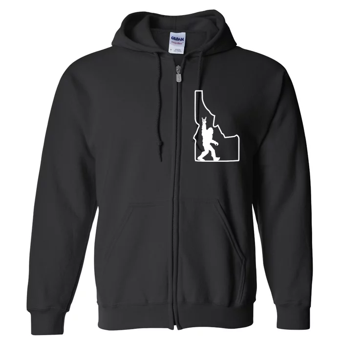 Bigfoot Rock And Roll Silhouette State Of Idaho Sasquatch Full Zip Hoodie