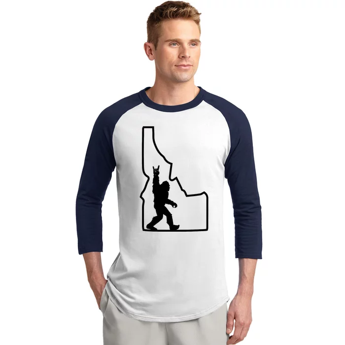 Bigfoot Rock And Roll Silhouette State Of Idaho Sasquatch Baseball Sleeve Shirt