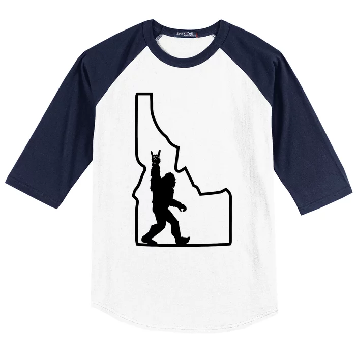 Bigfoot Rock And Roll Silhouette State Of Idaho Sasquatch Baseball Sleeve Shirt