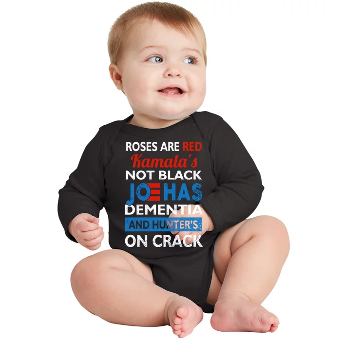 Biden Roses Are Red Kamalas Not Black Joe Baby Long Sleeve Bodysuit