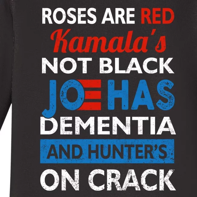 Biden Roses Are Red Kamalas Not Black Joe Baby Long Sleeve Bodysuit