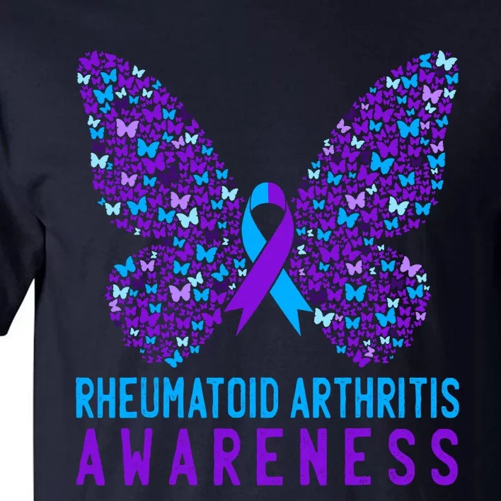 Butterfly Rheumatoid Arthritis Awareness Ra Ribbon Support Tall T-Shirt