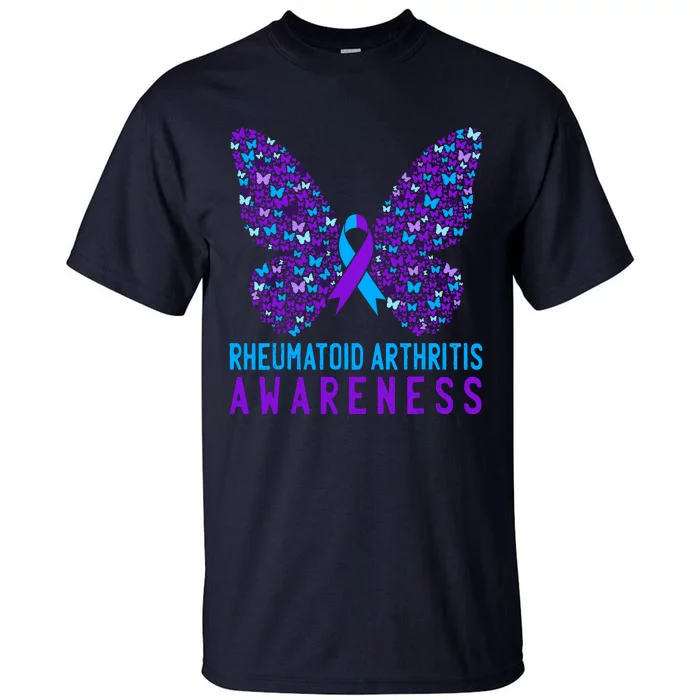 Butterfly Rheumatoid Arthritis Awareness Ra Ribbon Support Tall T-Shirt