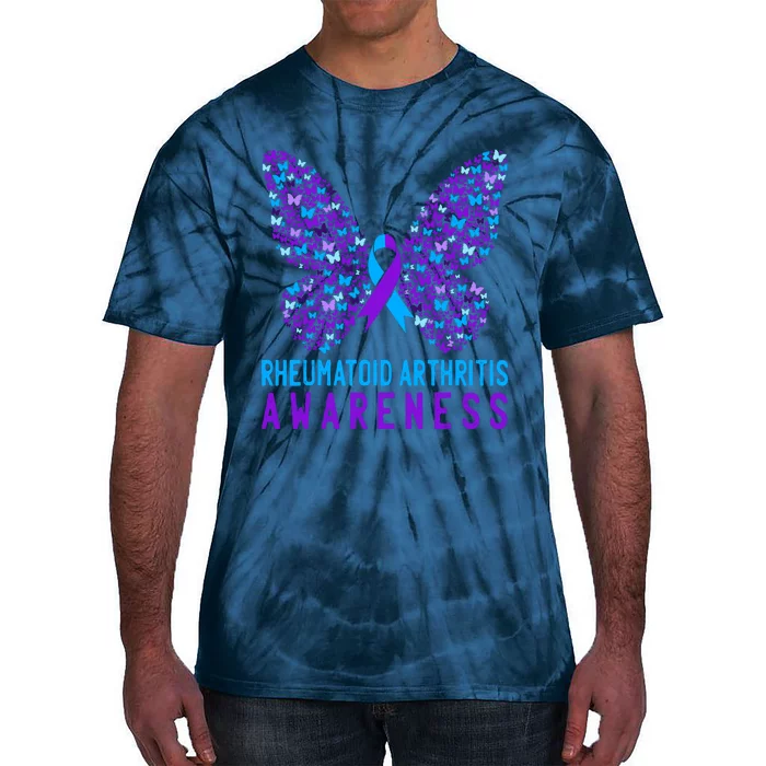 Butterfly Rheumatoid Arthritis Awareness Ra Ribbon Support Tie-Dye T-Shirt