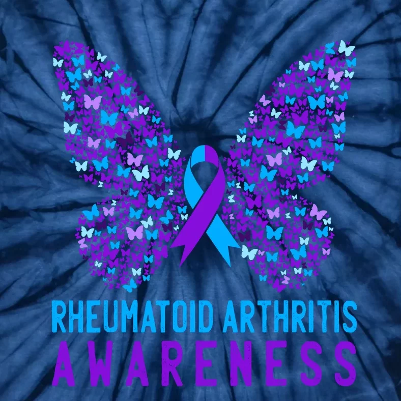 Butterfly Rheumatoid Arthritis Awareness Ra Ribbon Support Tie-Dye T-Shirt