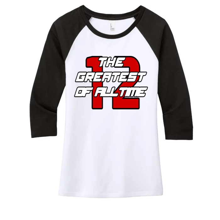 Brady 12 GOAT The Greatest Of All Time Women's Tri-Blend 3/4-Sleeve Raglan Shirt