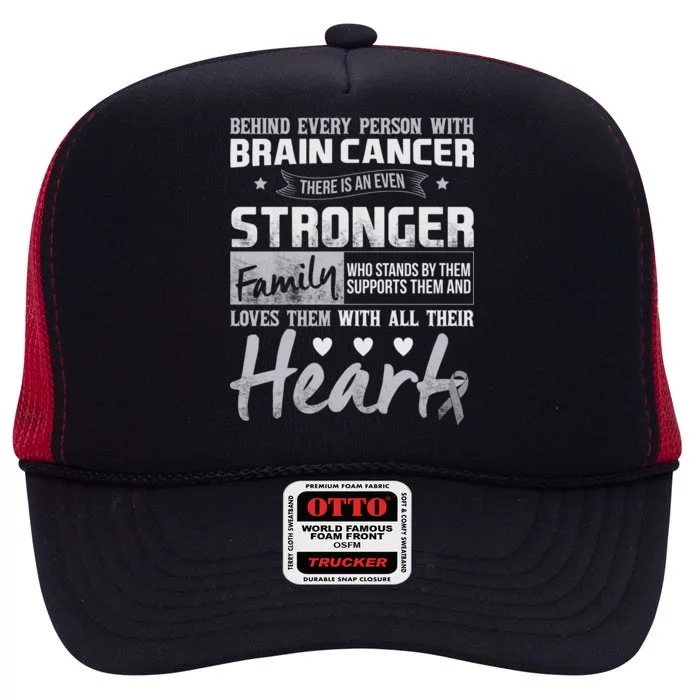 Brain Cancer Awareness Strong Family High Crown Mesh Trucker Hat