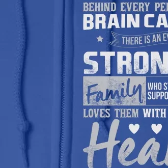 Brain Cancer Awareness Strong Family Full Zip Hoodie