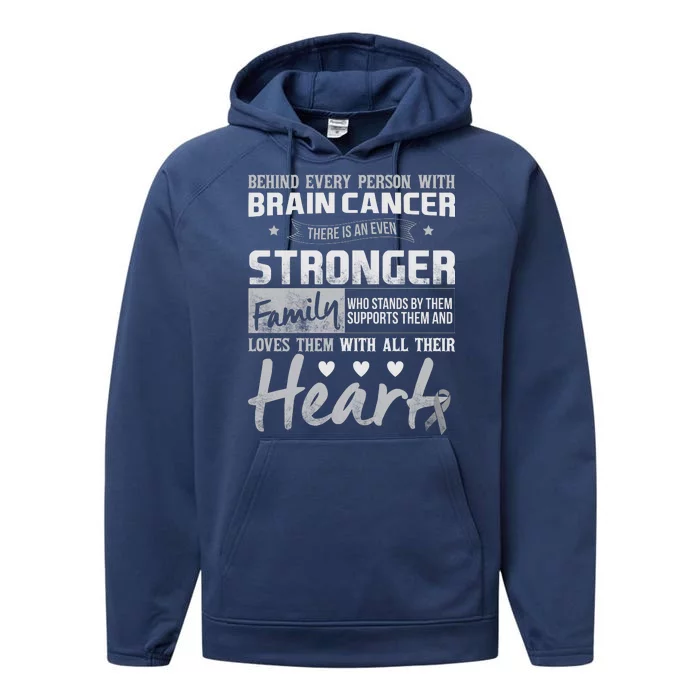 Brain Cancer Awareness Strong Family Performance Fleece Hoodie