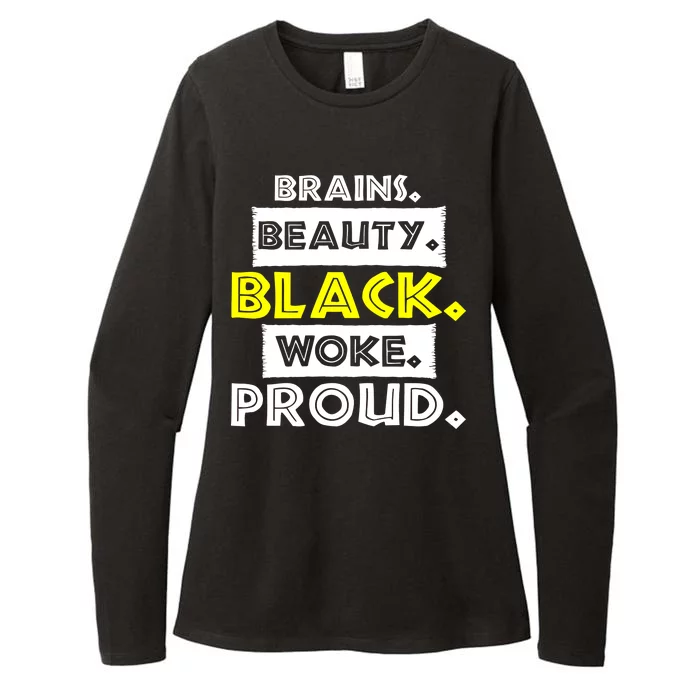 Brains Beauty Black Woke Proud Womens CVC Long Sleeve Shirt