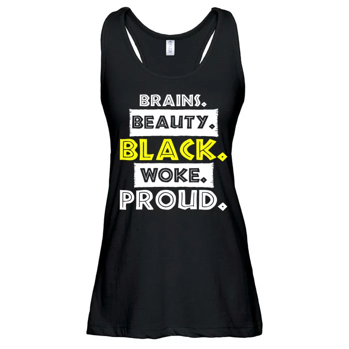 Brains Beauty Black Woke Proud Ladies Essential Flowy Tank