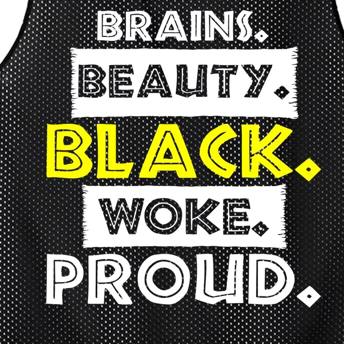 Brains Beauty Black Woke Proud Mesh Reversible Basketball Jersey Tank