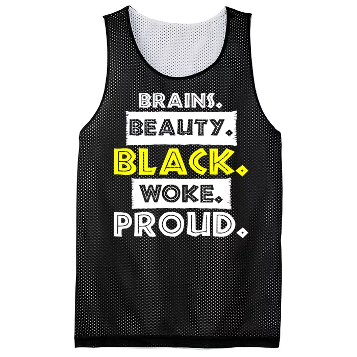 Brains Beauty Black Woke Proud Mesh Reversible Basketball Jersey Tank