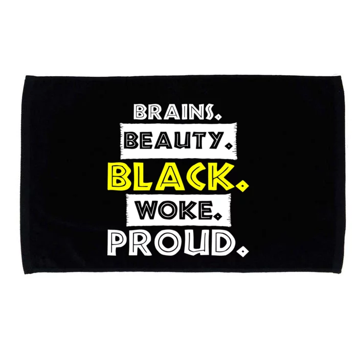 Brains Beauty Black Woke Proud Microfiber Hand Towel