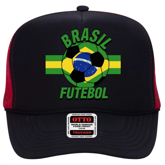 Brasil Futebol Brazil Soccer High Crown Mesh Trucker Hat