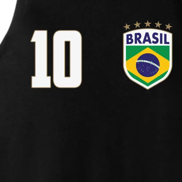 Brasil World Cup Soccer Emblem Jersey Ladies Tri-Blend Wicking Tank