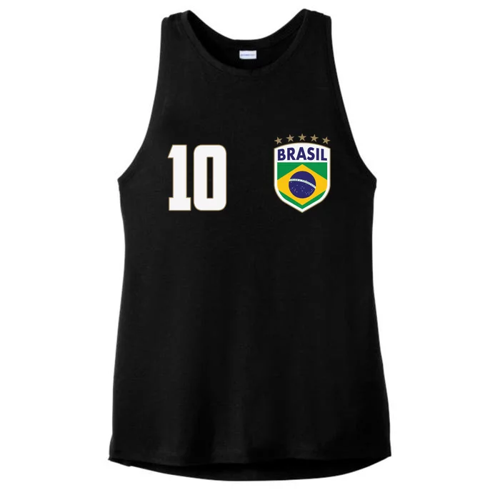 Brasil World Cup Soccer Emblem Jersey Ladies Tri-Blend Wicking Tank