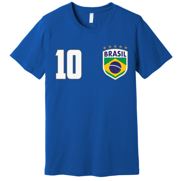 Brasil World Cup Soccer Emblem Jersey Premium T-Shirt