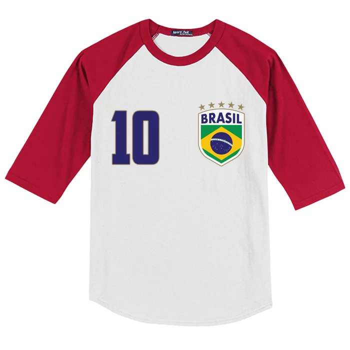 Brasil World Cup Soccer Emblem Jersey Kids Colorblock Raglan Jersey