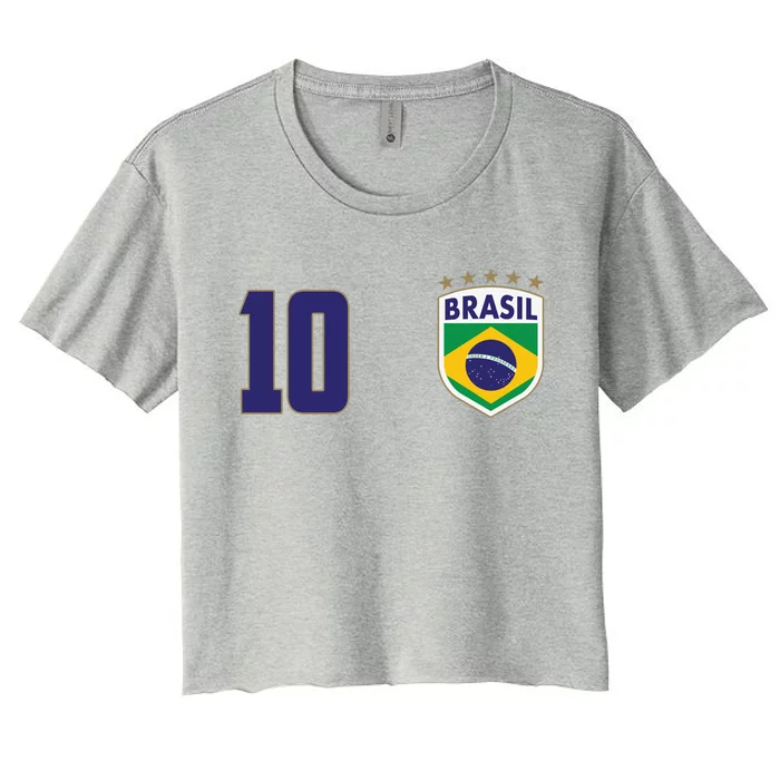 Brasil World Cup Soccer Emblem Jersey Women's Crop Top Tee