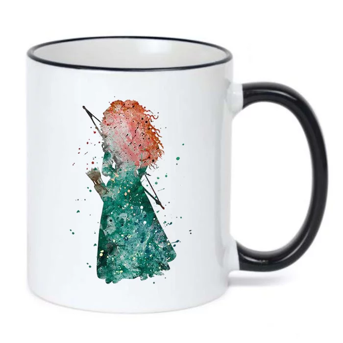 Brave Merida Watercolor Black Color Changing Mug