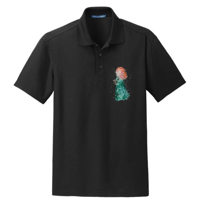 Brave Merida Watercolor Dry Zone Grid Performance Polo