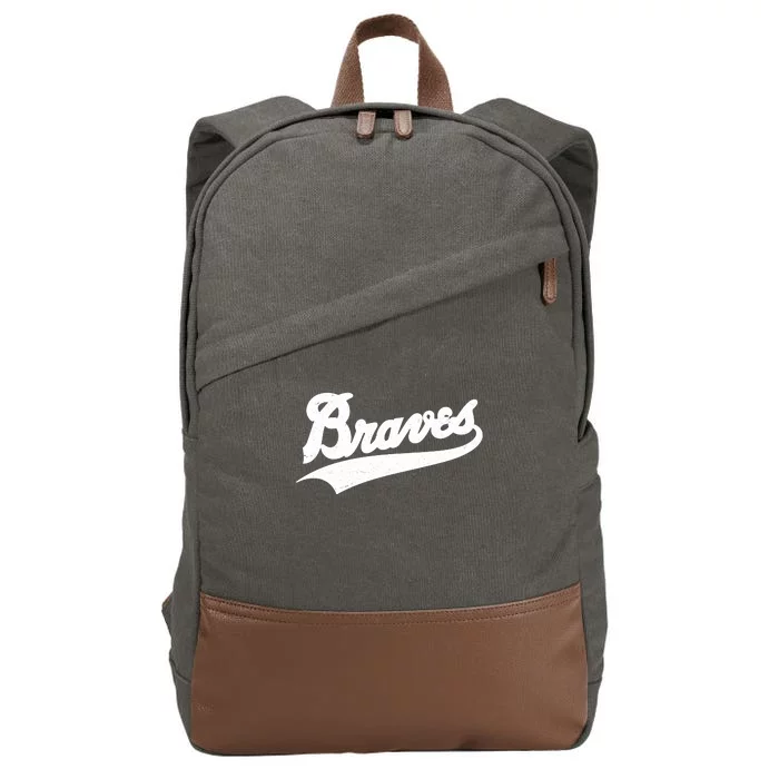 Braves Baseball Vintage Sports Logo Cotton Canvas Backpack