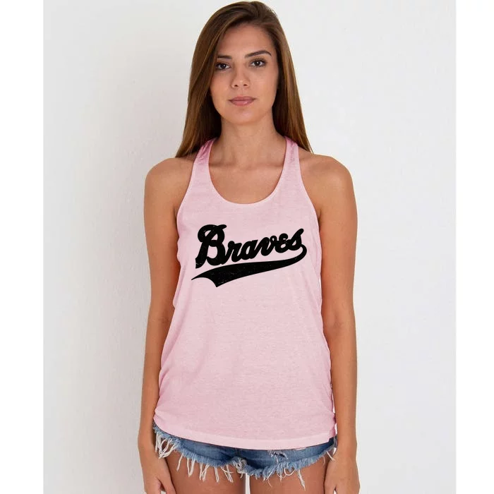 Braves Baseball Vintage Sports Logo Women's Knotted Racerback Tank