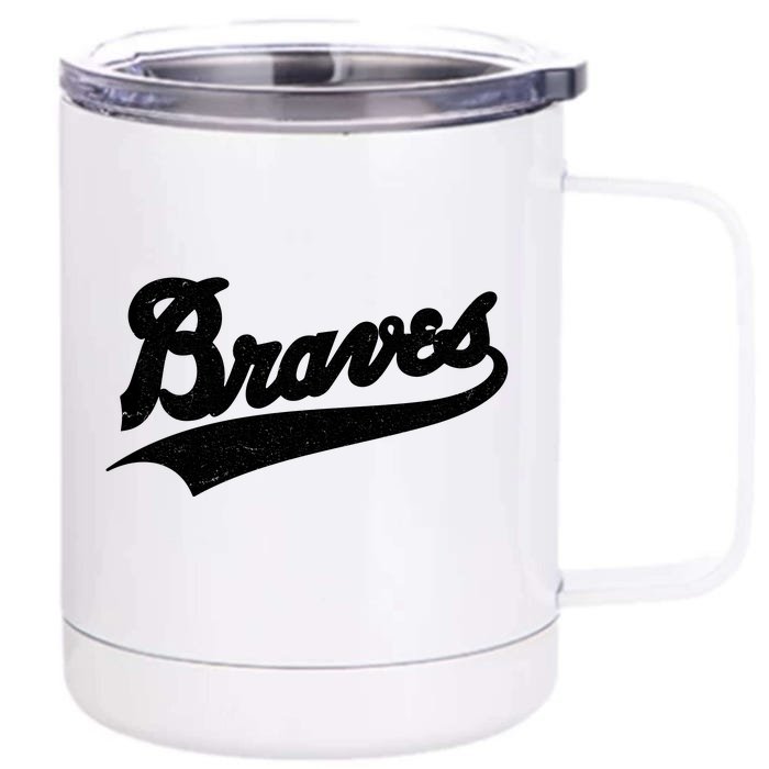 Braves Baseball Vintage Sports Logo Front & Back 12oz Stainless Steel Tumbler Cup